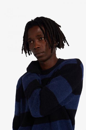Fred Perry Bold Stripe Alpaca Blend Jumper Miesten Neuleet Tummanharmaat Sininen | FI 1770FDNM